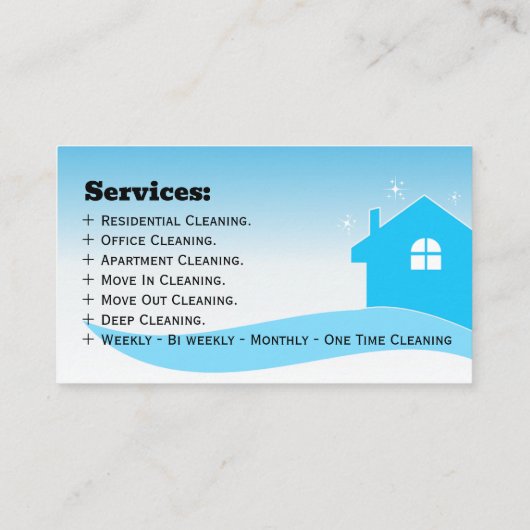 クリーニングハウスジャニージョリーメイドハウスキーピング 名刺 (裏面)