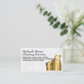 クリーニングハウスツール |ゴールデン |大理石テクスチャ 名刺 (スタンド正面)