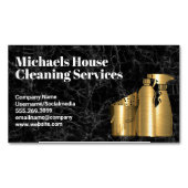 クリーニングハウスツール |ゴールデン |黒い大理石 マグネット名刺 (正面)