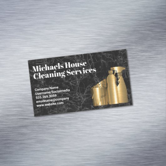 クリーニングハウスツール |ゴールデン |黒い大理石 マグネット名刺 (インサイチュ)