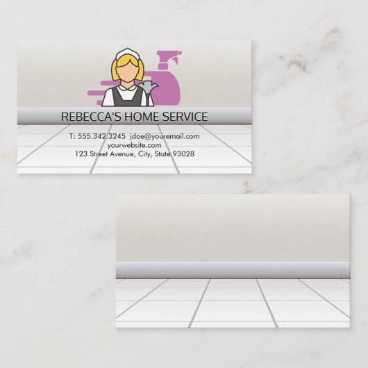 クリーニングメイドとクリーニングスプレーアイコン 名刺 (正面/裏面)