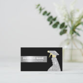 クリーニングモダンサービス黒と銀 名刺 (スタンド正面)