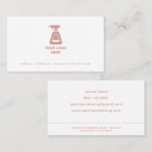 クリーニング会社あなたのカスタムロゴを追加ピンク文字 名刺 (正面/裏面)