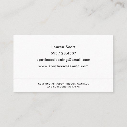 クリーニング会社のロゴの追カスタム加黒の文字 名刺 (裏面)