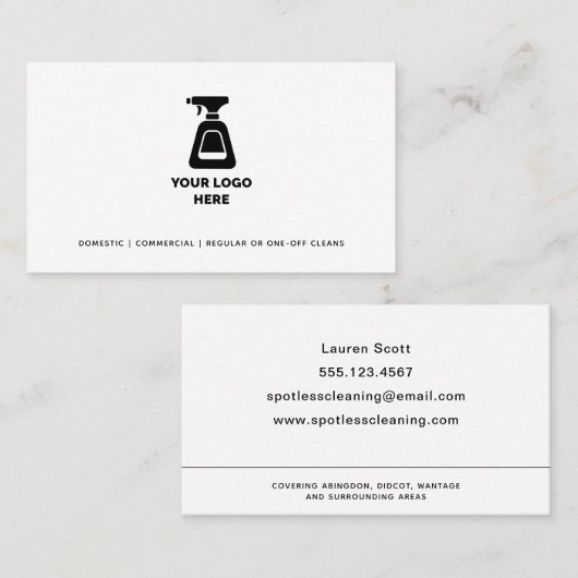 クリーニング会社のロゴの追カスタム加黒の文字 名刺 (正面/裏面)