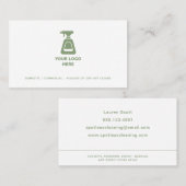 クリーニング会社のロゴカスタム追加緑の文字 名刺 (正面/裏面)