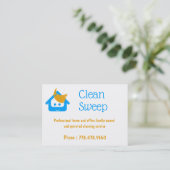クリーニング会社クリーンスウィープかわいいハウスブルーム 名刺 (スタンド正面)