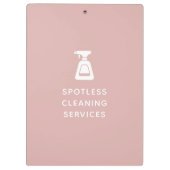 クリーニング会社スプレーボトルほこりっぽいピンク クリップボード (裏面)