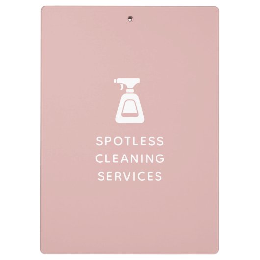 クリーニング会社スプレーボトルほこりっぽいピンク クリップボード (裏面)