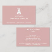 クリーニング会社スプレーボトルほこりっぽいピンク 名刺 (正面/裏面)