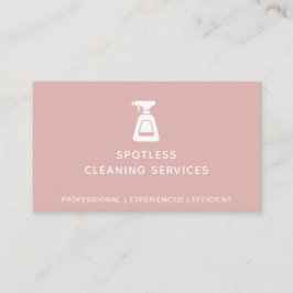 クリーニング会社スプレーボトルほこりっぽいピンク  名刺