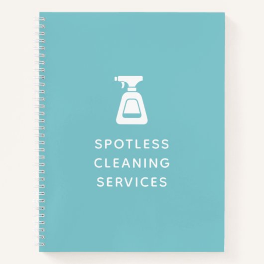 クリーニング会社スプレーボトルアクアブルー ノートブック (正面)
