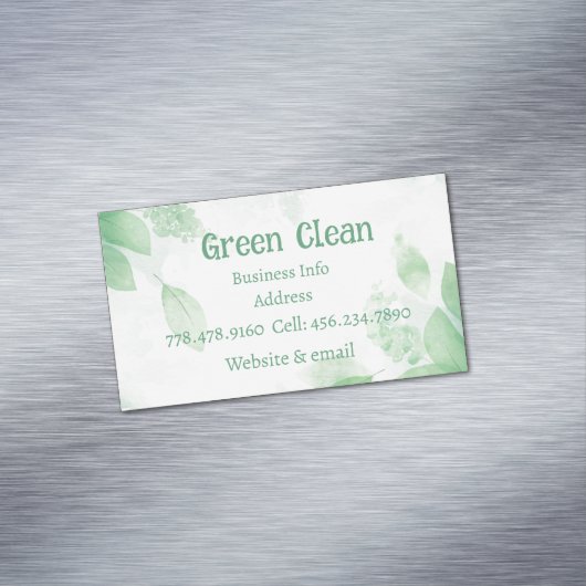 クリーニング会社,グリーン,エコフレンドリー,自然部 マグネット名刺 (インサイチュ)