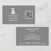 クリーニング会社QRコードスプレーボトルグレー 名刺 (正面/裏面)