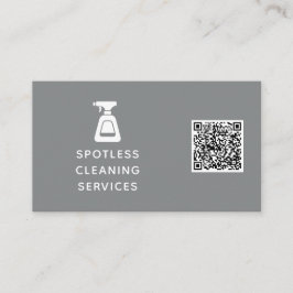 クリーニング会社QRコードスプレーボトルグレー 名刺