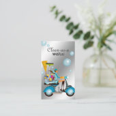 クリーニング名刺スクーターガールシルバー 名刺 (スタンド正面)