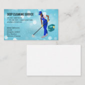 クリーニング女性のモッピング | クリーニングサービスのアイコン 名刺 (正面/裏面)