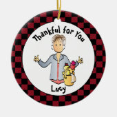 クリーニング女性ホリデーサンキューギフト セラミックオーナメント (正面)