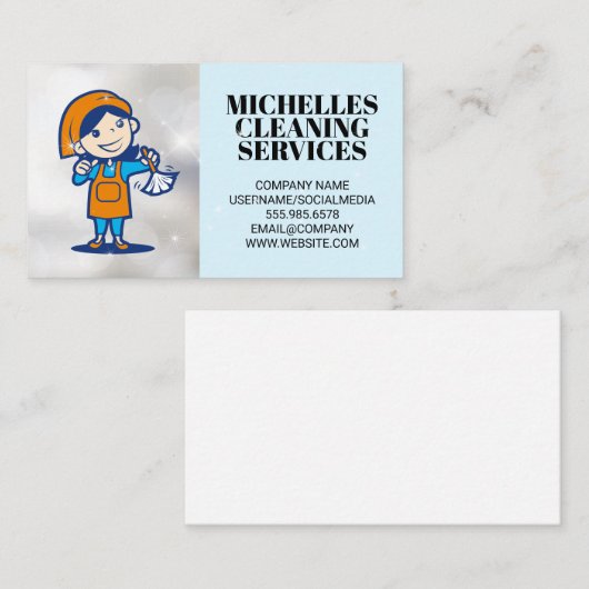 クリーニング女性ロゴ | ホームサービス 名刺 (正面/裏面)