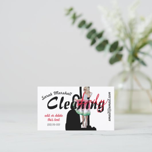 クリーニング女性名刺 名刺 (スタンド正面)