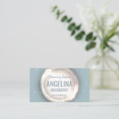 クリーニング専門家サービスグリッターサークルのライトブルー 名刺 (スタンド正面)