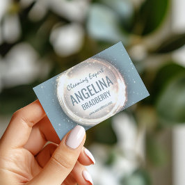 クリーニング専門家サービスグリッターサークルのライトブルー 名刺