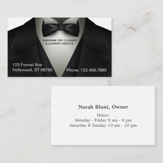 クリーニング屋の洗濯サービスタキシード 名刺 (正面/裏面)