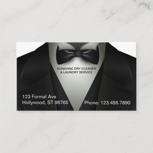 クリーニング屋の洗濯サービスタキシード 名刺 (正面)