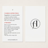 クリーニング指示気に製品つるラベルカード (正面&裏面)