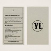 クリーニング指示気に製品つるラベルカード (正面&裏面)