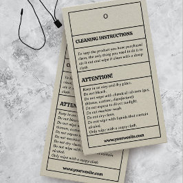 クリーニング指示気に製品つるラベルカード