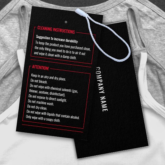 クリーニング指示気に製品つるラベルカード