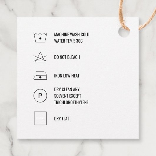 クリーニング指示気に製品つるラベルカード フェイバータグ (裏面)