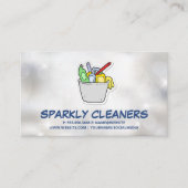 クリーニング用品でいっぱいのバケット 名刺 (正面)