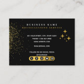 クリーニング，ブラックと金ゴールドのソーシャルメディアのアイコン 名刺 (裏面)