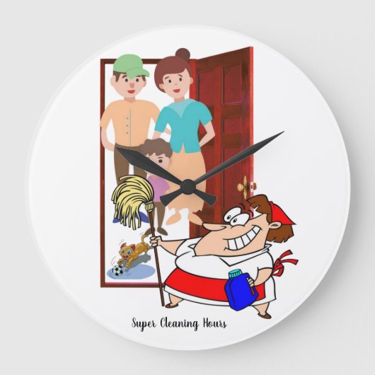 クリーニング·レディすごいー·アワーズ·クロック ラージ壁時計 (正面)