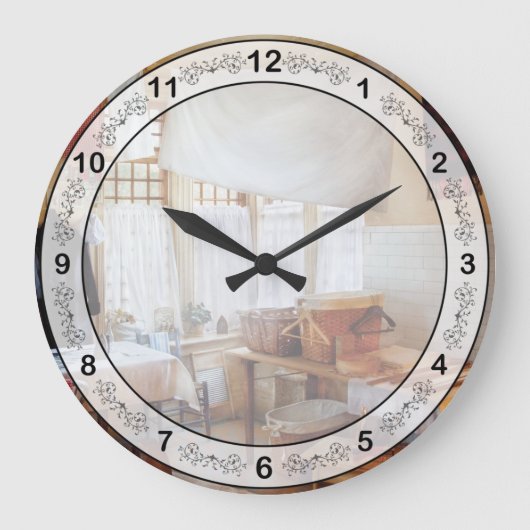 クリーニング-洗濯室 ラージ壁時計 (正面)