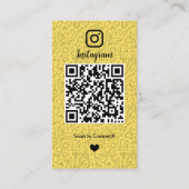クリーニングInstagramイエローハウスキーピングメイドQR 名刺 (裏面)