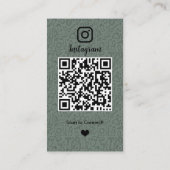 クリーニングInstagramセージ緑の家事メイドQR 名刺 (裏面)
