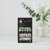 クリーニングInstagramライムグリーンハウスキーピングメイドQR 名刺 (スタンド正面)