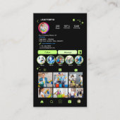 クリーニングInstagramライムグリーンハウスキーピングメイドQR 名刺 (正面)