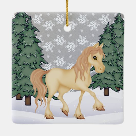 クリーパーソナライズされたムホースウィンターフォレストクリスマス セラミックオーナメント (裏面)