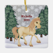 クリーパーソナライズされたムホースウィンターフォレストクリスマス セラミックオーナメント (正面)