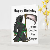 クリーパー収穫者-おもしろいな誕生日の挨拶状 カード (黄色い花)