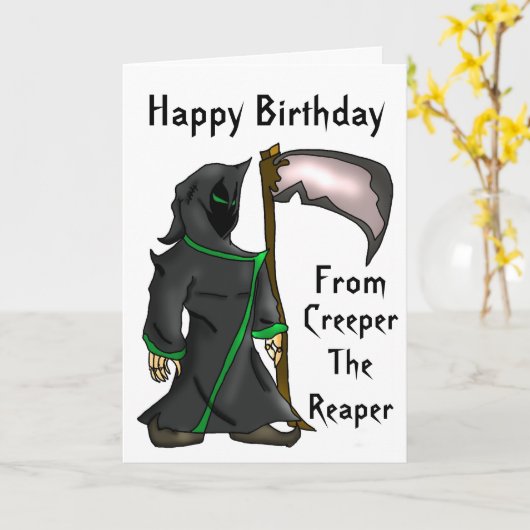 クリーパー収穫者-おもしろいな誕生日の挨拶状 カード (黄色い花)