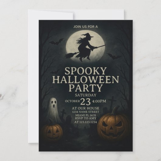 クリーピーでクールなスプーキーなハロウィンパーティーの招待状 招待状 (正面)