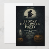 クリーピーでクールなスプーキーなハロウィンパーティーの招待状 招待状 (正面/裏面)