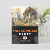 クリーピーで怖い墓地の黒いハロウィン 招待状 (スタンド正面)