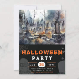 クリーピーで怖い墓地の黒いハロウィン 招待状