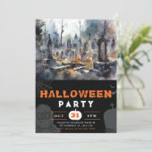 クリーピーで怖い墓地の黒いハロウィン 招待状 (スタンド正面)